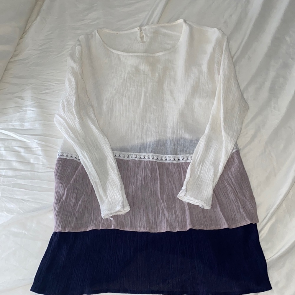 Tri-Color Quarter Sleeve Top